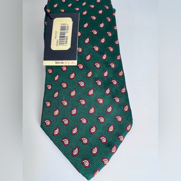 Polo Ralph Lauren Green Silk Tie Paisley "The Polo Tie" NWT 56" - Picture 3 of 6